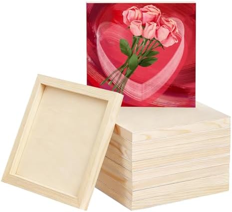 8 Pack 6x6 Inch Unfinished Square Wood Panels for DIY Painting Crafts