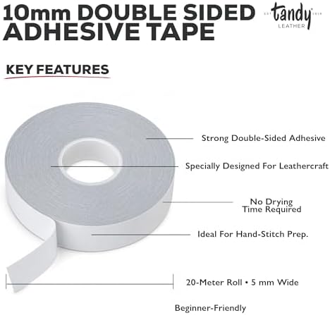 Tandy Leather Tanner's Bond Double-Sided Tape, Mess Free, 10 mm x 20 m