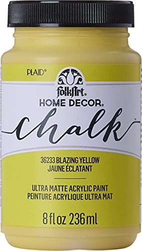 FolkArt Assorted Home Décor Acrylic Chalk Paint For Crafts, Blazing Yellow 8 fl oz Ultra Matte Acrylic Chalk Paint, Art Supplies With An Ultra Matte Finish, 36233