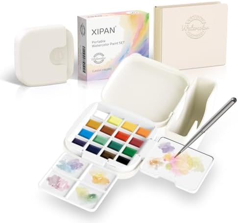 Mini Watercolor Paint Set, Compact Travel Art Kit with 16 Colors