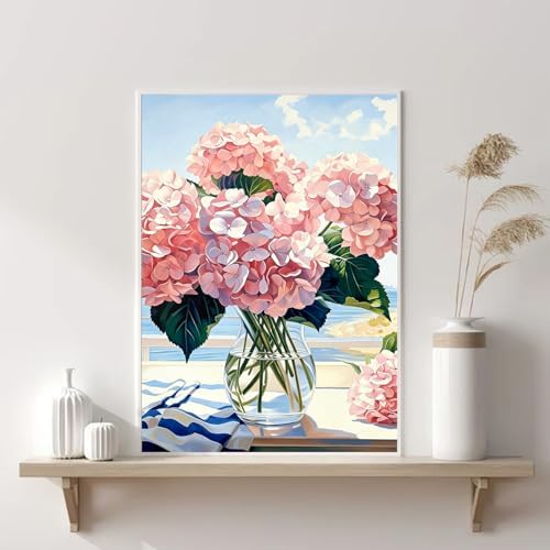 VeGuude Diamond Art Kits for Adults, Full Drill Hydrangea Flowers Diamond Painting Kits for Beginners, DIY Full Rhinestone 5D Diamond dots (Gemstone Craft), Home Wall Decoration (12x16 inch)