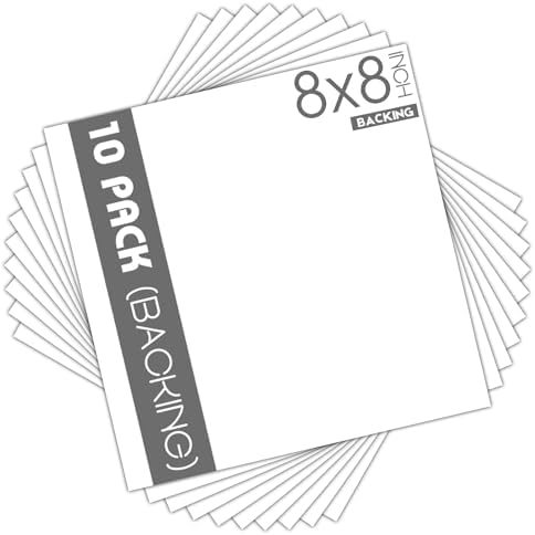 Mat Board Center 8x8 Backing Boards, 10 Pack White Backboards for Frames