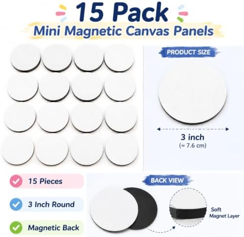 15 Pack Mini Canvas Boards with Soft Magnet Back