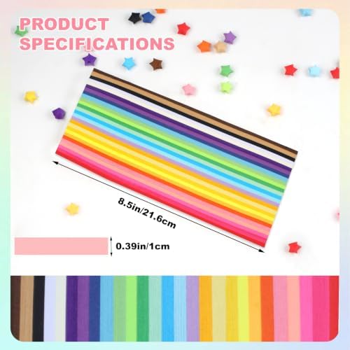 Phinus 2060 Sheets Origami Paper, 27 Assortment Colors Double Sided Star Paper Strips, 8.5 x 0.4 Inch Lucky Origami Star Paper Strips for DIY Hand Art Crafts