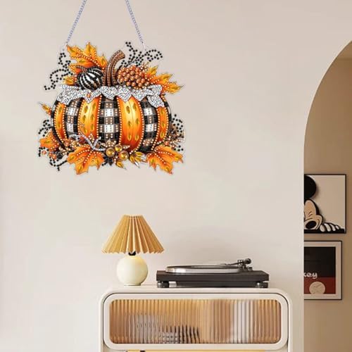 ARPADAMO Pumpkin Diamond Art Kits for Adults, Acrylic Hanging Suncatcher