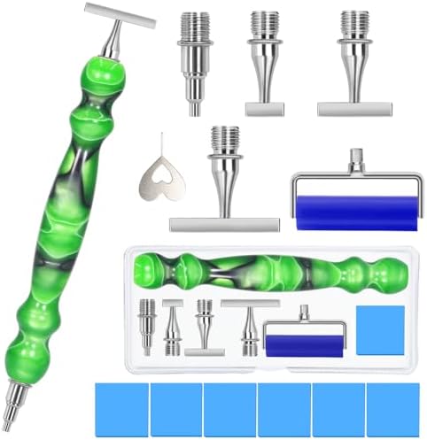 Praise V Do Thin Version Stainless Steel Diamond Painting Art Drilling Pen Kit with Screw Silver Metal Tips Nib Placer Roller Tool Accessories, Ergonomic Diamond Art Pen for 5D Diamond Paint Bead Dot
