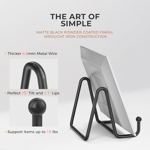 TR-LIFE 4 Pack 3 Inch Small Display Stands - Plate Holder Stand for Picture Frame, Book, Photo Easel (Black)