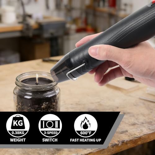 Heat Gun for Crafting, 110V 350W Handed Hot Gun for Shrinking Wrapping PVC | 3.28ft Ultra-Long Cable Portable, Dual-Temp Model Heat Gun with Stand and Power Cord for Sticker Shrinking and DIY Embossing