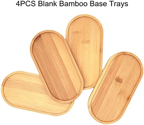4PCS Mosaic Bamboo Coasters for Crafts, Blank Base Trays, Drinking Cup Coaster, Plant Coaster, Art Plate,DIY Mosaic Supplies (Oval)
