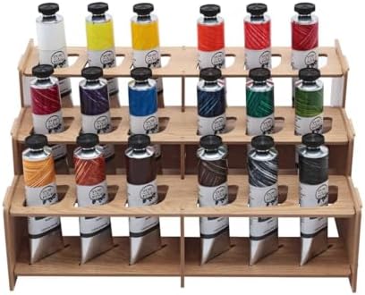 Tusc & Pine Artist Oil Paint - 40 ml Set of 18 - Assorted Colors w/Mezzo Paint Rack - Non-Yellowing, Rich & Creamy Consistency, Maximum Pigment Load, Small Batch Milled - Made in the USA