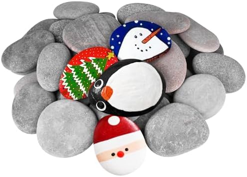 River Rocks for Painting 35 Pcs Large 3.5-5 Inch Flat Smooth Painting Stones Craft Rock to Paint for Kids Crafts Painting Bulk