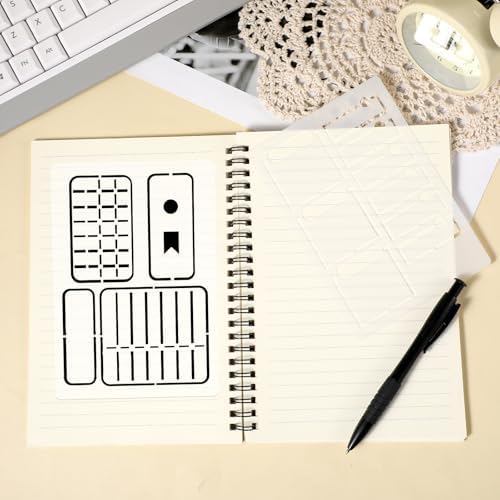 16 Pcs Journal Stencils Bullet Dotted Journals Supplies Planner Stencil Drawing Templates Accessories Kit for Create Calendars Schedule Journaling DIY Notebook Cards Scrapbook Decorations