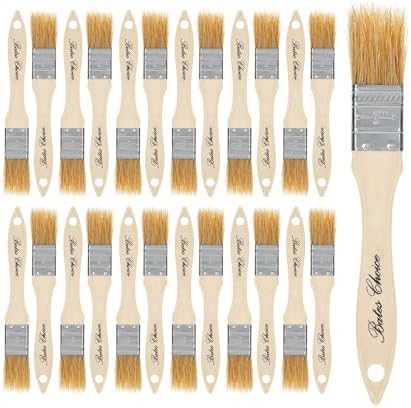 Bates- Chip Paint Brushes for Painting, 1 Inch, 24 Pack, Wood Handle, Natural Bristle Paint Brush