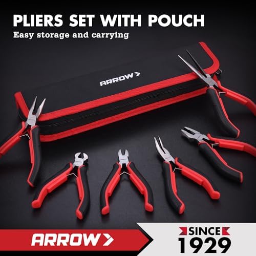 ARROW Mini Pliers Set, 6PC Precision Jewelry Craft Pliers Kit