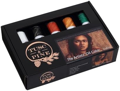 Tusc & Pine Artist Oil Paint - 40 ml Set of 5 - Limited Edition John Wellington Portrait Colors - Non-Yellowing, Maximum Pigment Load, Small Batch Milled Oil Paints Developed for Professional Artists
