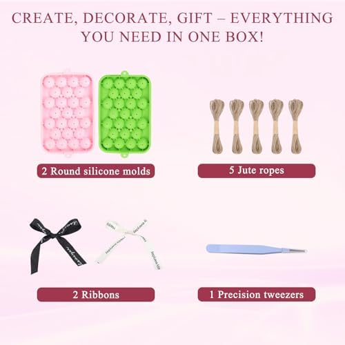 DIY Soap Making Kit Grape Soap Molds, 2 Pack Green & Pink Shapes with Hemp Rope, Black & White Ribbon for Handmade Soap Gift (Soap Base Not Included), Teacher Appreciation, Back to School Gift