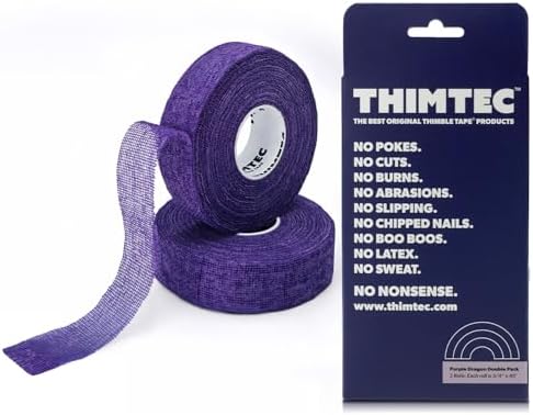 THIMTEC - The Original Thimble Tape for Hand Sewing - Fully Adjustable Nail & Finger Protector - A Smarter Alternative to Classic Knitting Thimbles - Purple 2-Pack