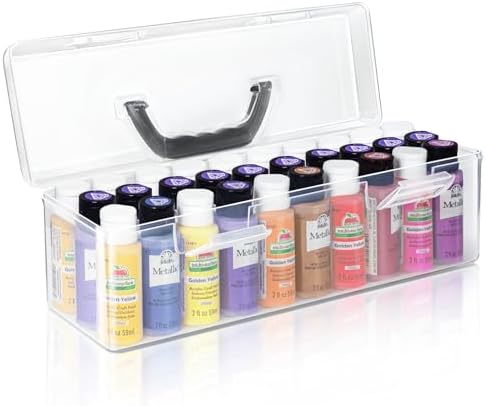 Vowcarol Acrylic Paint Storage Box, 30 Bottles Capacity Acrylic Paint Organizer for 2 fl. oz Bottles, Craft Organizer