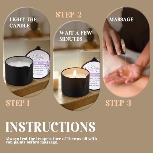 Massage Oil Candles for Couples – 12 Scents Romantic Low Temperature Massage Candles Gift Set, Body Oil Candle for Date Night, Spa & Skin Care, Anniversary Valentine's Day Gifts