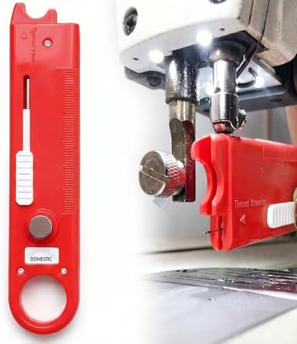 Quick Automatic Needle Threader for Sewing Machine, 4 in 1 Multitool with Built-in Ruler and Magnifier, Magnetic Seam Guide, Quilting Sewing Tools (Red)