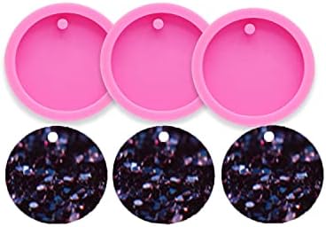 3pc 2in Circle with Hole Blank Keychain Resin Crafting Silicone Mold Crafts Epoxy Resin Art DIY with 10PC Key Ring(DY0079+DY0079+DY0079)