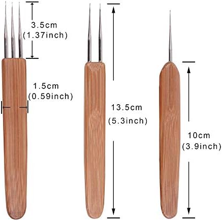 3 Pcs/Set Dreadlock Crochet Hook for Hair Dreadlock Needle Tool for Braid Craft Dread Locks Crochet Needles 0.75mm (1 Hook 2 Hooks 3 Hooks)