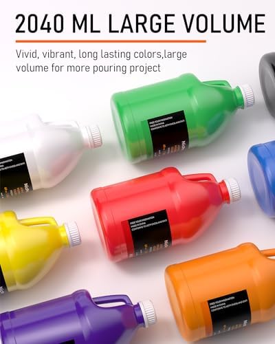 Nicpro 8 Colors Large Bulk Acrylic Pour Paint Set (69oz,2040ml) Premixed