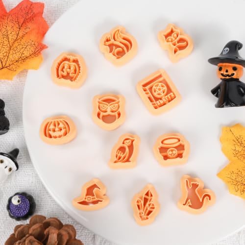 Puocaon Fall Halloween Polymer Clay Cutters for Jewelry Earring Making