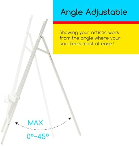 MEEDEN Art Easel Stand for Display: Adjustable Wooden Stands for Sign - A Frame Painting Easel for Canvas up to 60" for Artist Adults Drawing Picture Poster - White