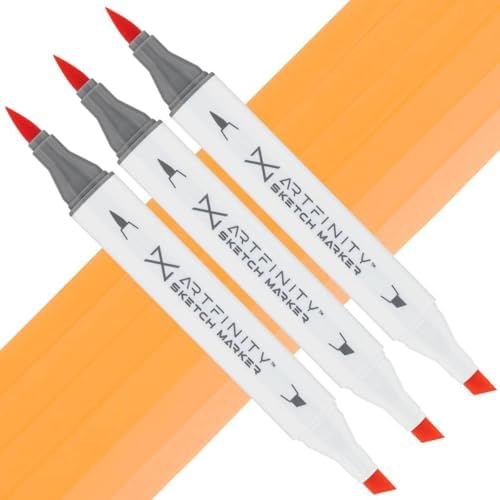 Artfinity Sketch Markers - Set of 3 - Mellow PEach YR2-3, Vibrant, Professional, Dye-Based Alcohol Markers for Artists, Drawing, Travel, & More
