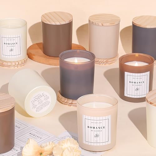 12Pcs Assorted Black Candle Jars for Making Candles, 10oz Empty Jars with Bamboo Lids and Labels, Glass Candle Jars for Candle Making Supplies, Candle Containers for DIY Gifts