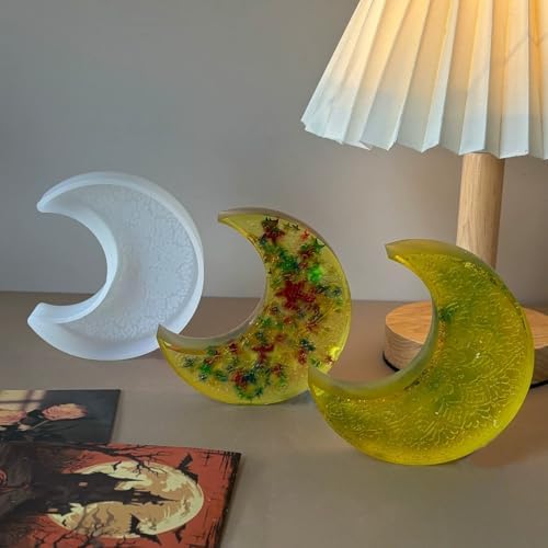 Konrisa 2pcs Star Moon Candle Molds, Silicone Resin Casting Mold for Candles Making Aromatherapy Candles Handmade Wax Home Decoration