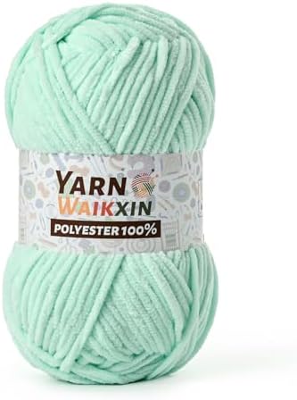 Soft Chenille Yarn for Crocheting, Fluffy Chunky Crochet Yarn for Baby Blanket, (1.76oz/65.6yds) Fuzzy Velvet Yarn for Amigurumi&DIY Puzzle、Crafts、Scarf(Aqua Green)
