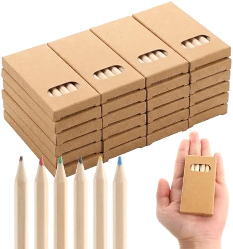 gisgfim 24 Packs Mini Colored Pencils Bulk for Kids 3.5'' Short Colored Pencil in Box Pre-sharpened Drawing Pencil 6 Color Mini Pencils for Student Teacher Classroom Easter Gift Painting Party Favor