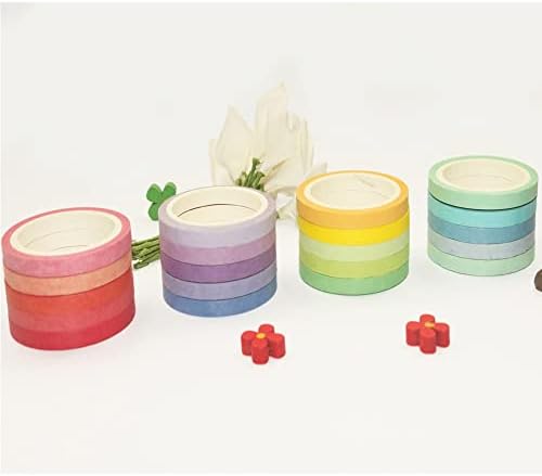 20 Rolls Washi Tape Set, Rainbow Washi Tape Colorful Masking Tape 7.5mm Wide, Thin Decorative Tape for Bullet Journal, Book, Planner, Scrapbooking, DIY Arts Crafts