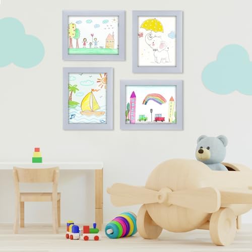 [2-Pack] Kids Art Frames, 8.5x11 Front Opening Kids Artwork Frames Changeable, Light Violet Blue Artwork Display Storage Frame for Wall, Holds 50 Pcs, for 3D Picture, Crafts, Children Drawing, Hanging