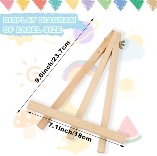 10PCS 9 Inch Wood Easels, Tripod, Painting Party Easel, Kids Student Tabletop Easels for Painting, Easel Stand for Painting Canvases, Portable Canvas Photo Picture Sign Holder.