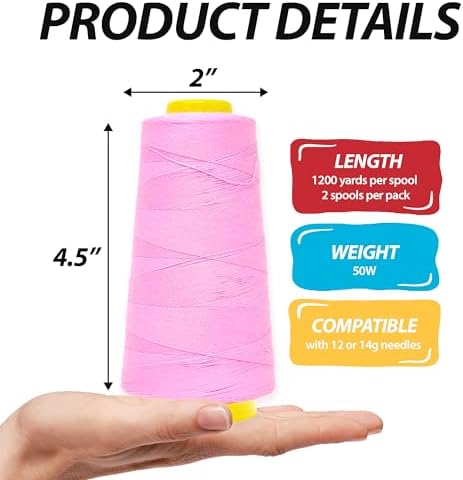 Mandala Crafts Pink Mercerized Cotton Thread Cones for Sewing Quilting