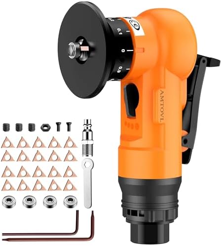 AMTOVL Pneumatic Chamfering Tool, Mini Air Chamfer Tool W/ 10C & 10R Blades | Chamfer Tool with 10 C-Angle & 10 R-Angle Blades, 45° 30000 RPM Chamfering Tool for Metal and Wood with 1/4" Air Inlet