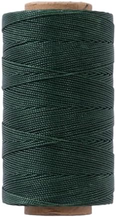 Heavy Duty Round Waxed Thread 0.8mm, 218 Yards, Dark Green, Bonded Thick Polyester Wax Coated Cord for Leather Sewing, Upholstery, Whipping Twine, Basket Weaving and Macrame Making