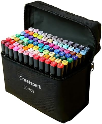 CREATSPARK Alcohol Markers 80 Colors with Base Dual Tip Art Drawing Markers | for Anime Sketch Illustrations - Refillable