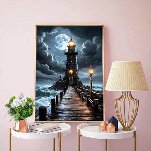 PHANTASYART Lighthouse Diamond Art Kits for Adults 12x16 Inch