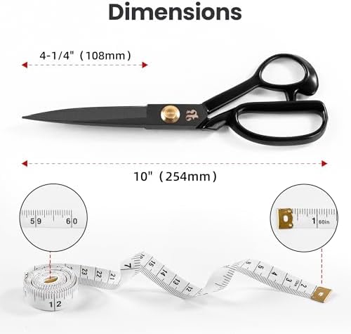 10" High Carbon Steel Fabric Scissors, Ergonomic