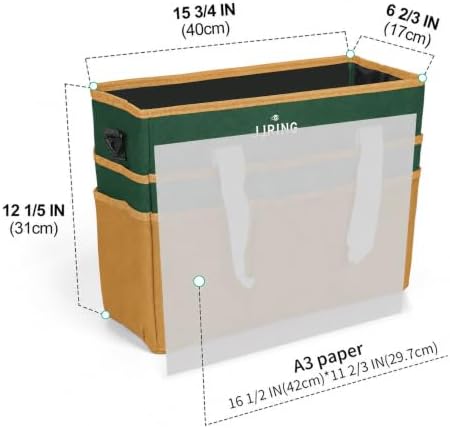 JJRING Craft Organizer Tote Bag Large Art Storage Caddy Deep Green&Yellow | With Multiple Pockets For Sewing, Scrapbooking, School, Medical, And Office Supplies