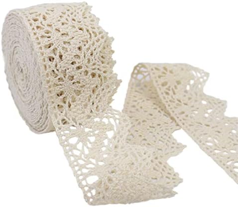 Beige Lace Ribbon 10 Yards Crochet Lace Trim Cotton Sewing for Crafts, Gift Package Wrapping, Bridal Wedding Decoration, Scrapbooking Supplies