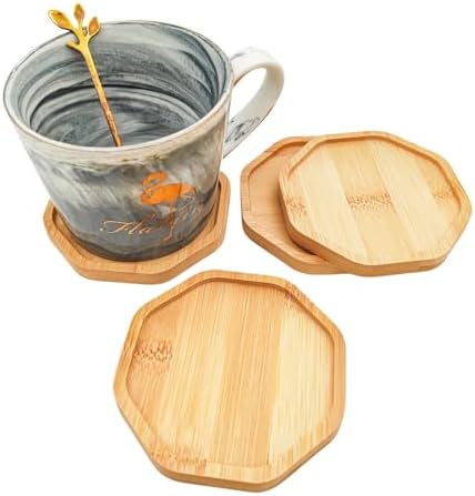 4PCS Mosaic Bamboo Coasters for Crafts, Blank Base Trays, Drinking Cup Coaster, Plant Coaster, Art Plate,DIY Mosaic Supplies (Octagon)