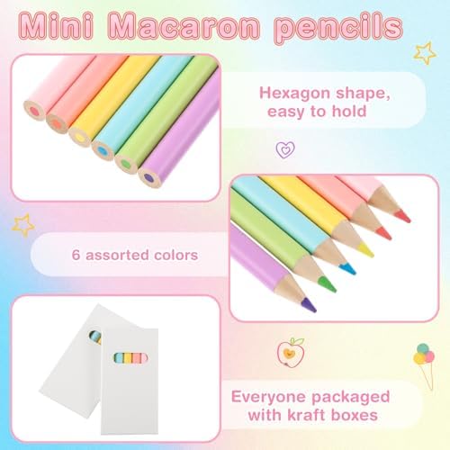 Ctosree 50 Packs Mini Colored Pencil Bulk 6 Per Box, Pastel, 3.5''