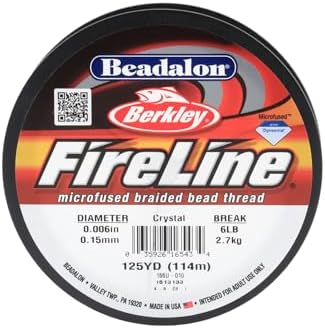 Beadalon FireLine Microfused Braided Beading Cord Thread, Crystal-6LB/125YD