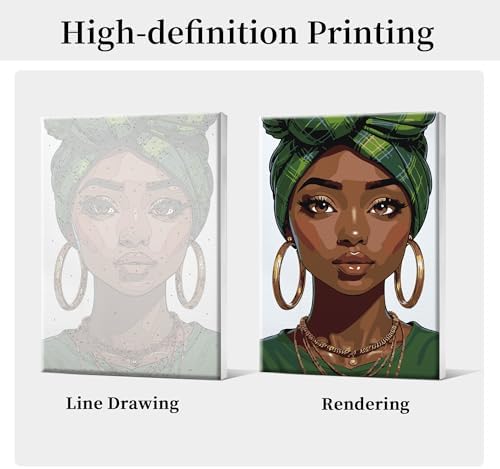 HeeBenor Framed Paint by Numbers Kit for Adults, Black Women, 8x12 Inch