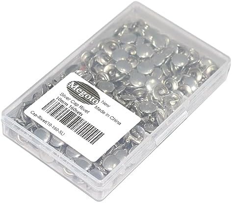 160sets Stainless Steel Leather Rivets Double Cap Rivet Tubular Metal Studs Repairs Decoration Craft Accessories for Leather Craft Clothes Shoes Bags Belts (10mm Silver)